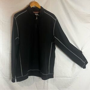 Tommy Bahama jeans men’s island crafted quarter zip sweater black size XL